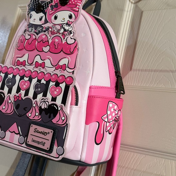 Loungefly Sanrio My Melody Kuromi Sweet Treats Cake Mini Backpack Pink Black main image 4